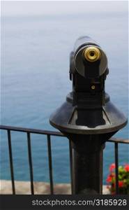 Coin-operated binoculars at an observation point, Sorrento, Naples Province, Campania, Italy