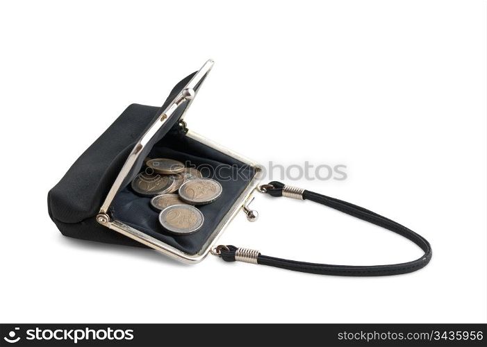 coin purse in black isolated on a white background