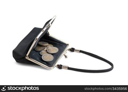 coin purse in black isolated on a white background