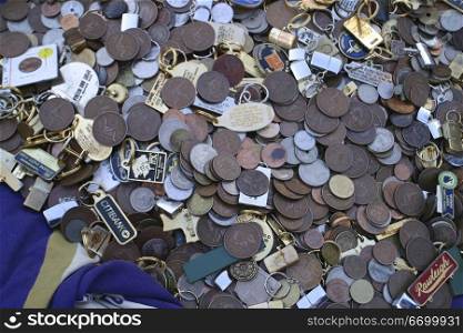 coins and medels at camberwell market.