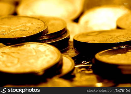 coins background macro close up