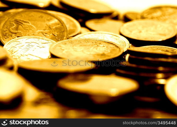 coins background macro close up