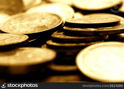 coins background macro close up