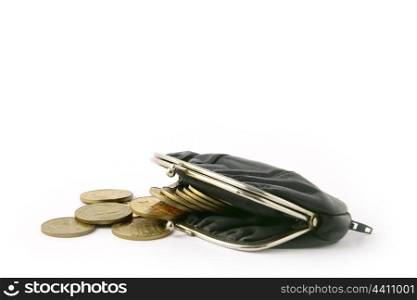 Coins falling from purse