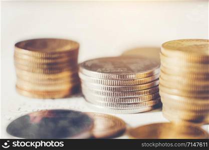 Coins for finance and banking on digital stock market financial exchange and Trading graph