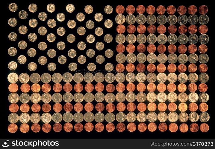 Coins Forming US Flag