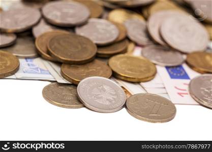 coins on banknotes