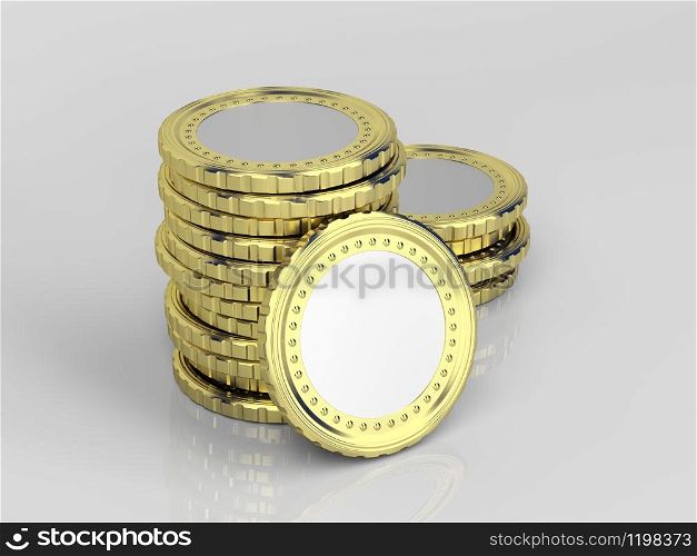 Coins on shiny gray background