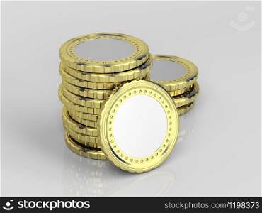 Coins on shiny gray background