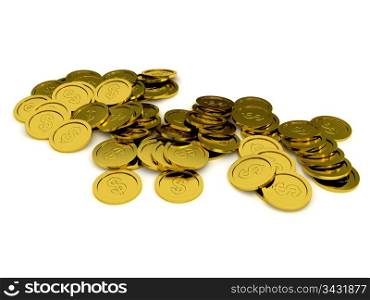 coins over white background. 3d render