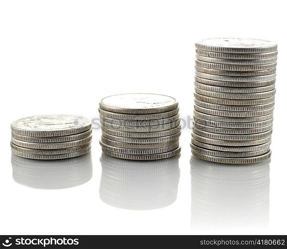 coins stack isolated on white background