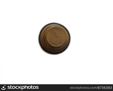 Coins stack of soviet and russian money different times isolated