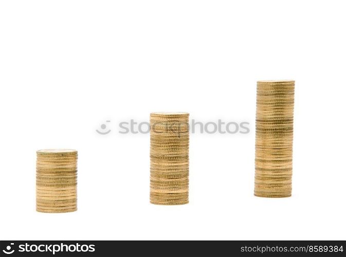coins stacks isolated on white