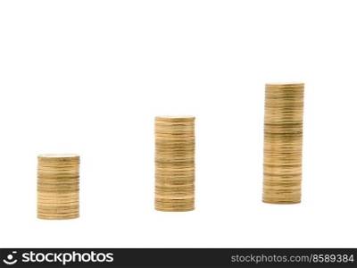 coins stacks isolated on white