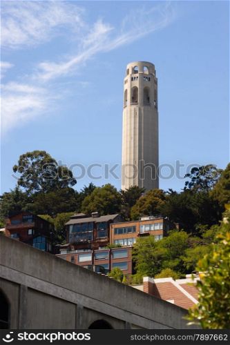 Coit tower provides a great vantage point to view San Francisco