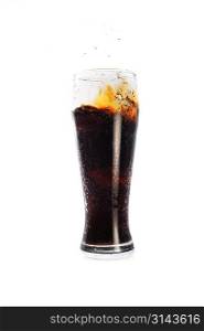 cola in glass close up