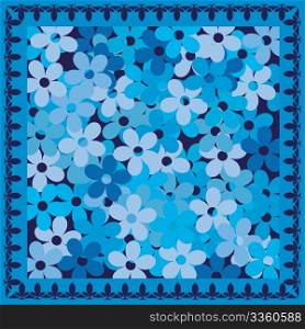 Cold blue flowers card, vector