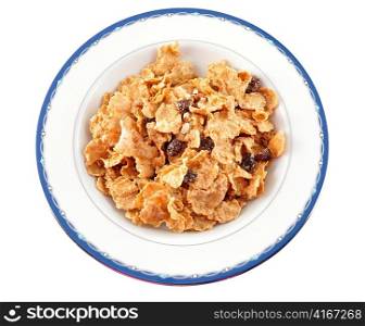 cold cereal in a plate , top view