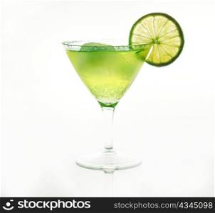 cold cocktail with lemon and ice