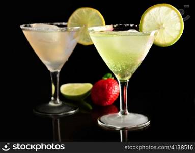 cold cocktails with lemon and ice