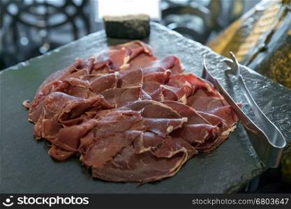 cold cuts meat in buffet line