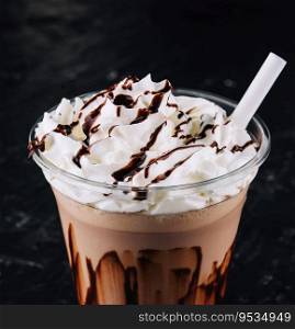 Cold Frappe Coffee with whipped cream