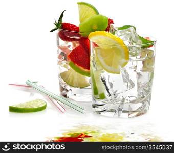 Cold Fruit Drinks On White Background