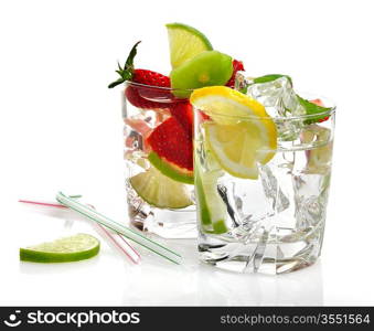 Cold Fruit Drinks On White Background