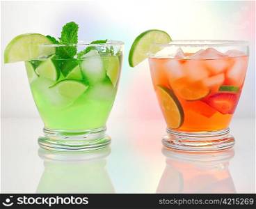 cold fruit drinks with lemon