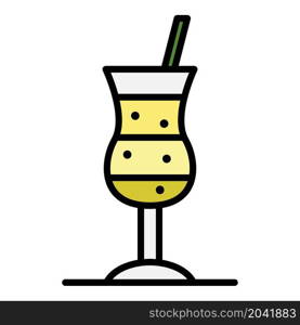Cold glass cocktail icon. Outline cold glass cocktail vector icon color flat isolated. Cold glass cocktail icon color outline vector