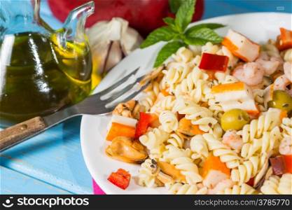 Cold Pasta Salad typical Mediterranean food