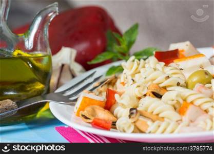 Cold Pasta Salad typical Mediterranean food