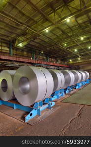 Cold rolled steel coils in steel plant