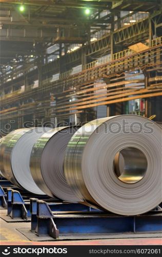 Cold rolled steel coils in steel plant