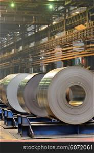 Cold rolled steel coils in steel plant