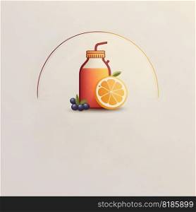 Cold summer cocktail, ice tea or mocktail drink. Bright colors fruity flat style illustration. Minimalistic simple badge. AI Generative content