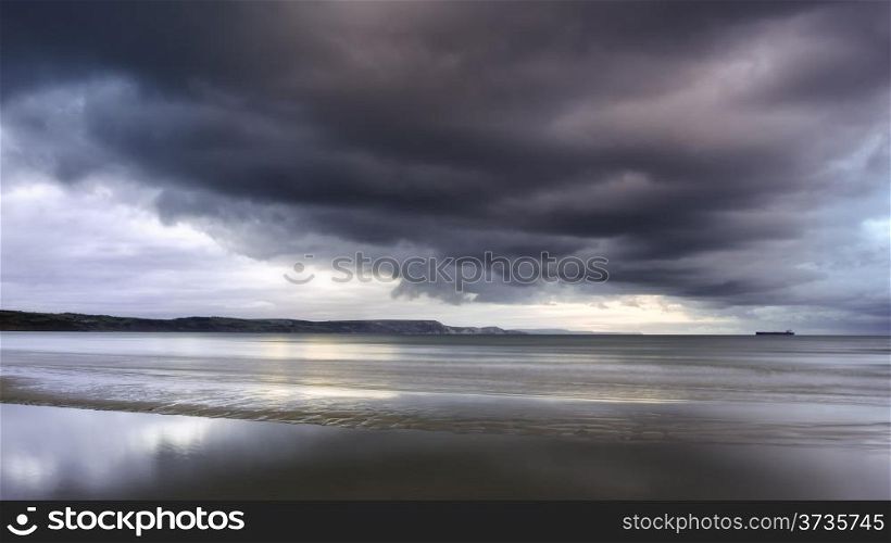 Cold Winter Cloudy Skies over Dorest Beach