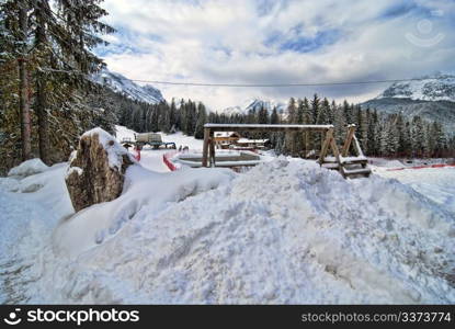 Cold Winter in the Heart of Dolomites, Veneto, Northern Italy