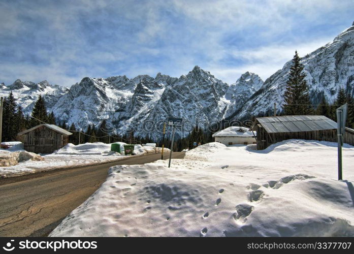 Cold Winter in the Heart of Dolomites, Veneto, Northern Italy