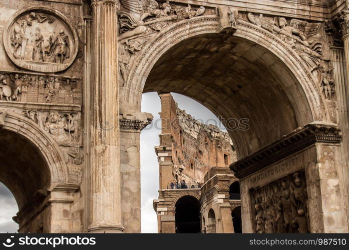 Coliseum and Arch of Constantine, the great beauty of Rome