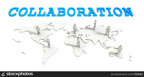 Collaboration Global Business Abstract with People Standing on Map. Collaboration Global Business