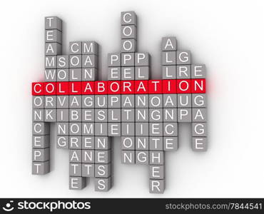 Collaboration Word Cloud Concept on a 3D