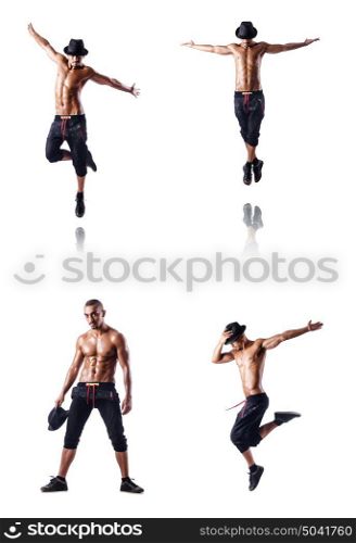 Collage of dancers isolated on white background