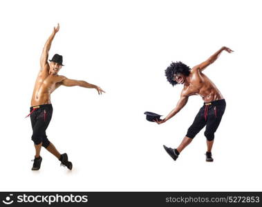 Collage of dancers isolated on white background