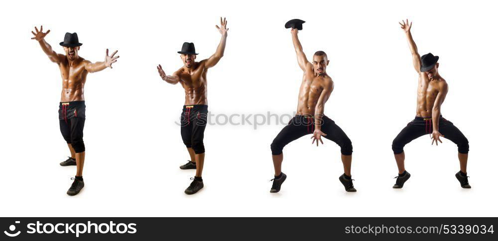 Collage of dancers isolated on white background