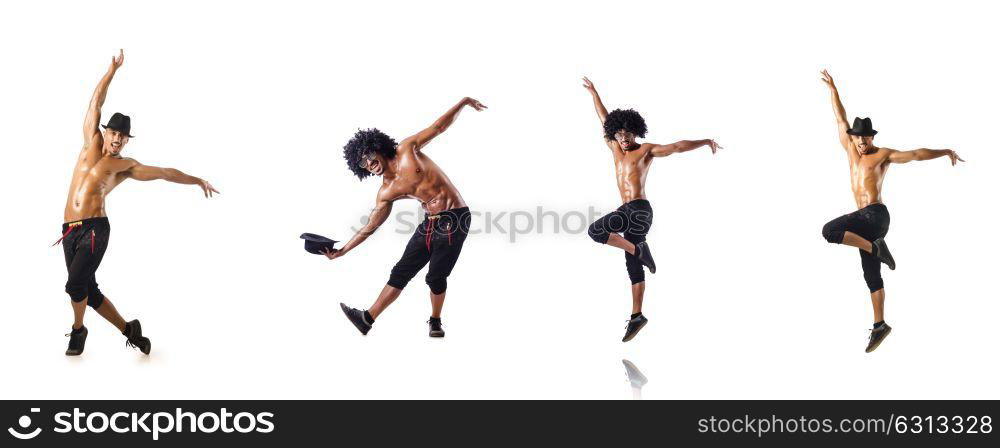 Collage of dancers isolated on white background