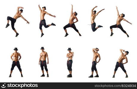 Collage of dancers isolated on white background