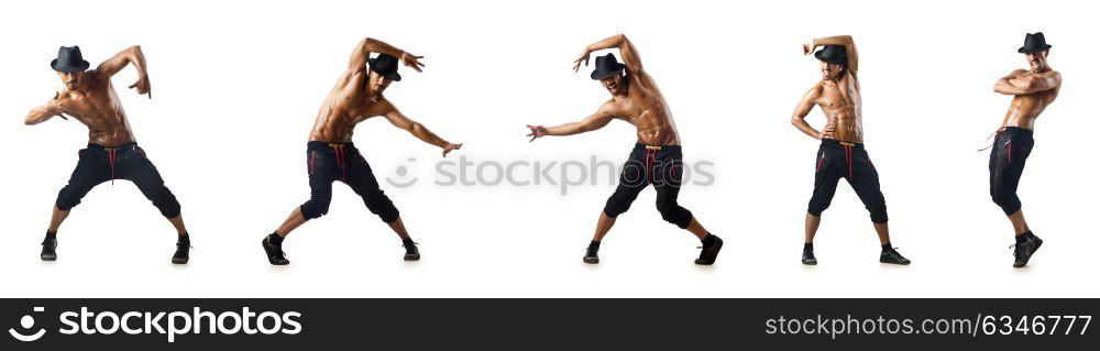 Collage of dancers isolated on white background