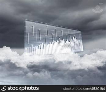Collage of diagrams against sky and clouds