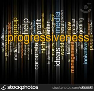 collage of different words on a dark background on business topics